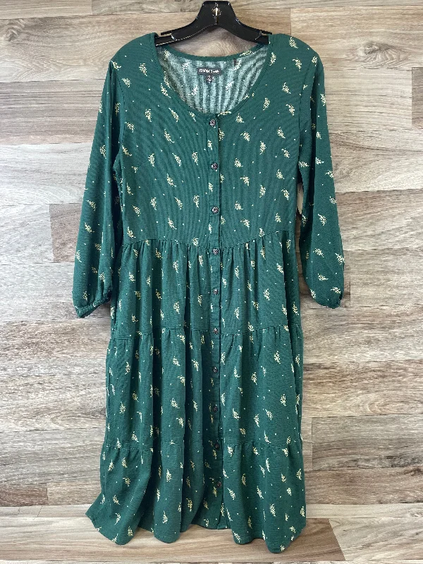 Dress Casual Midi By Toad & Co In Green & Yellow, Size: Xs Elegant Floral Skirt Midi Dress