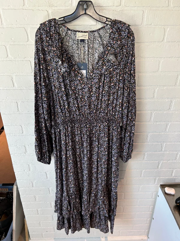Dress Casual Midi By Universal Thread In Blue & Brown, Size: L Trendy Ruffled Sleeve Midi Dress