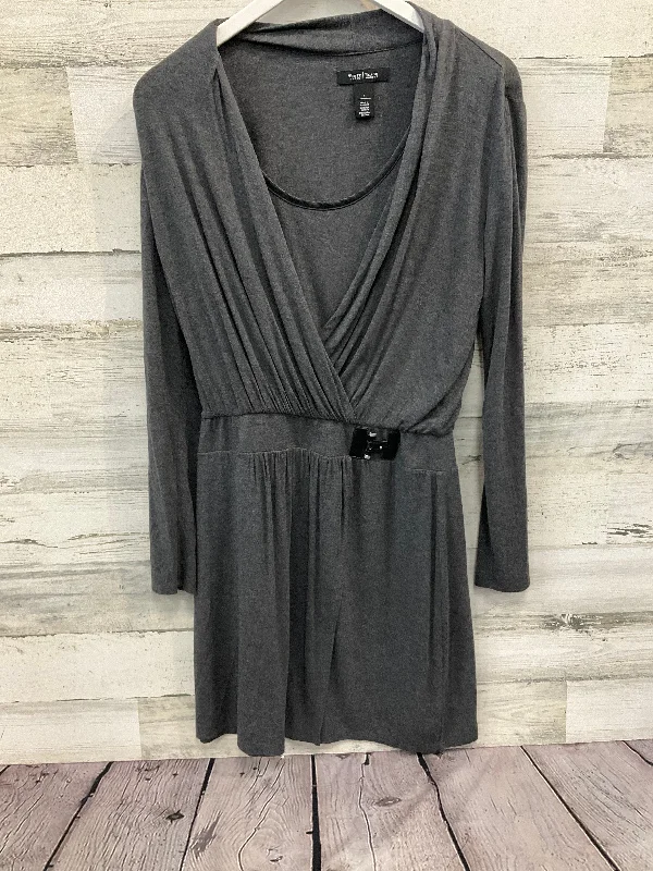 Dress Casual Midi By White House Black Market O In Charcoal, Size: S Stylish Button-Up Midi Dress