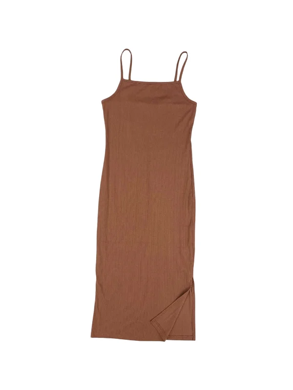 Dress Casual Midi By Wild Fable In Brown, Size: M Fashionable High-Low Midi Dress