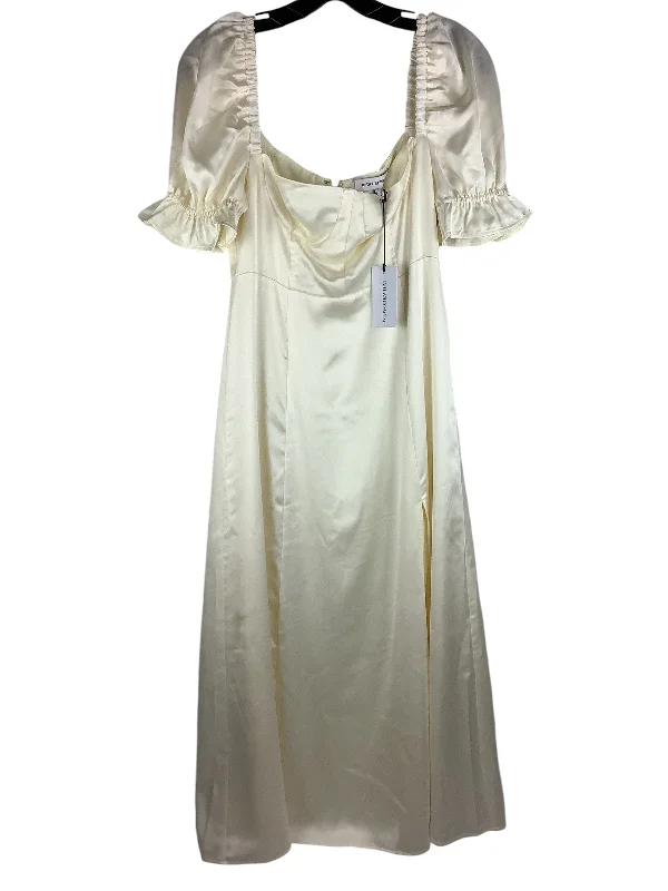 Dress Party Midi By Cmc In Cream, Size: 6 Trendy Square Neck Midi Dress