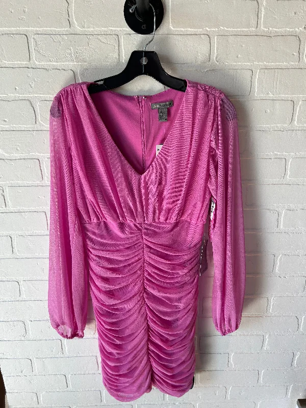 Dress Party Midi By Cmc In Pink, Size: M Trendy Long Sleeve Midi Dress