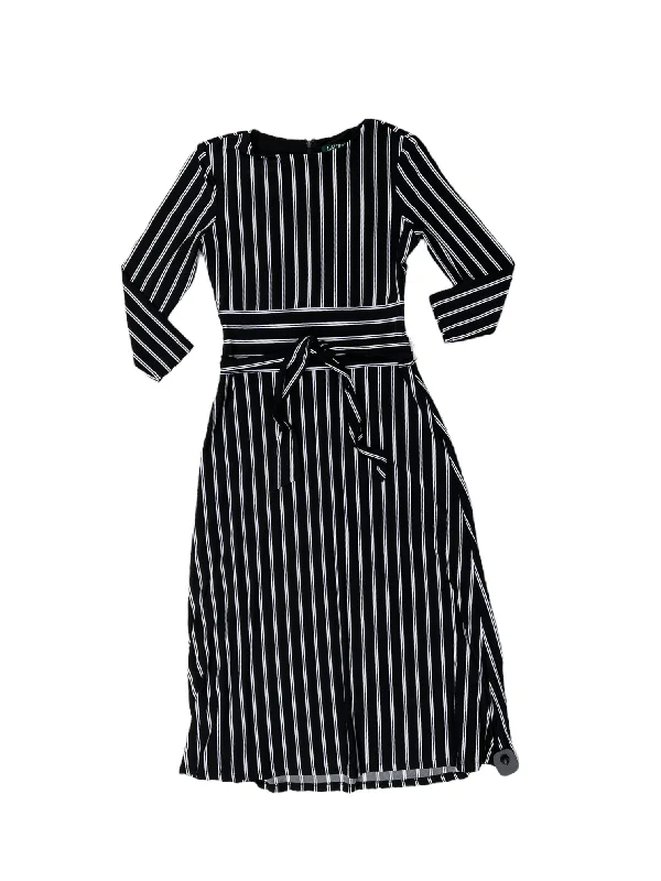Dress Party Midi By Lauren By Ralph Lauren In Striped Pattern, Size: 4 Elegant Pleated Sleeve Midi Dress Dress Party Midi By Lauren By Ralph Lauren In Striped Pattern, Size: 4 Elegant Pleated Sleeve Midi Dress