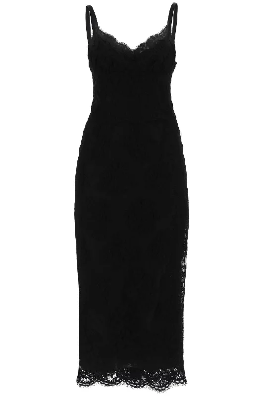 midi lace dress with slit F6JAOT HLMO7 NERO Stylish Animal Print Midi Dress