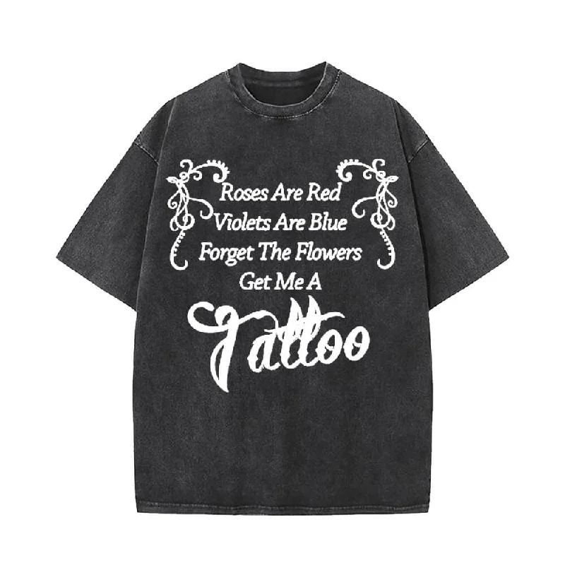 Vintage Washed Roses Are Red Violets Tattoo Short Sleeve T-shirt-- Seamless Knitted Crochet Vintage Washed Roses Are Red Violets Tattoo Short Sleeve T-shirt-- Seamless Knitted Crochet