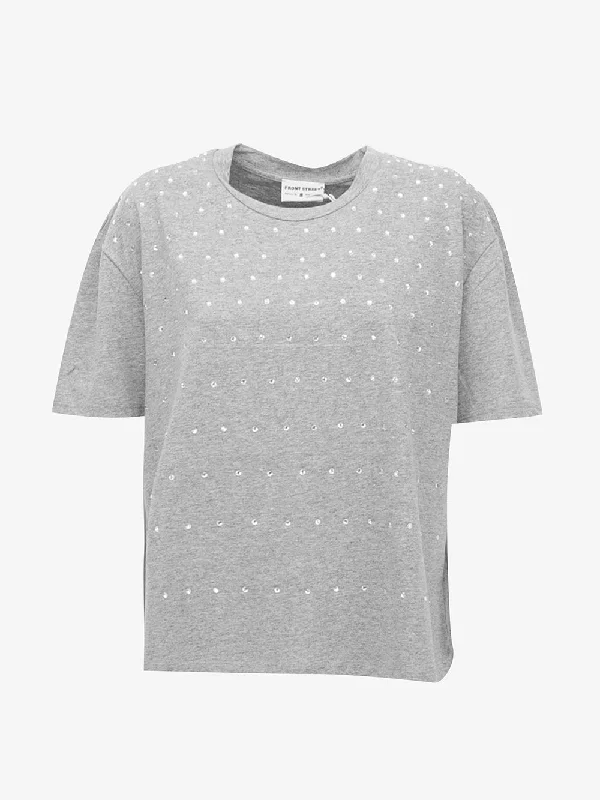 Front street 8 - T-shirt con applicazioni di cristalli-- Collared T-Shirt Boat Neck A-Line Front street 8 - T-shirt con applicazioni di cristalli-- Collared T-Shirt Boat Neck A-Line