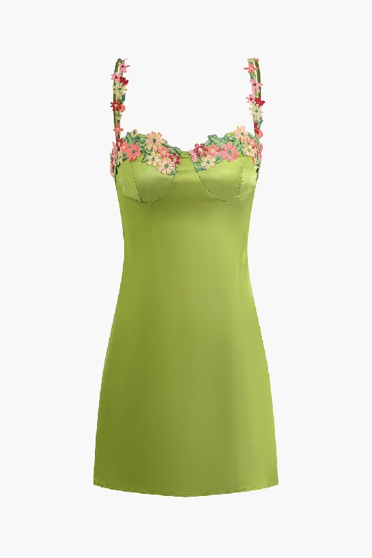 A&A Embroidery Floral Satin Spaghetti Strap Slip Mini Dress Chic Mini Dress with V-Neck A&A Embroidery Floral Satin Spaghetti Strap Slip Mini Dress Chic Mini Dress with V-Neck