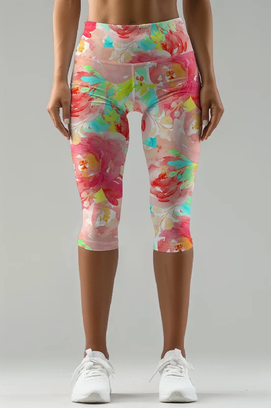 Good Idea Ellie Summer Performance Cropped Leggings Yoga Pants - Women Chic Floral Print Leggings Good Idea Ellie Summer Performance Cropped Leggings Yoga Pants - Women Chic Floral Print Leggings