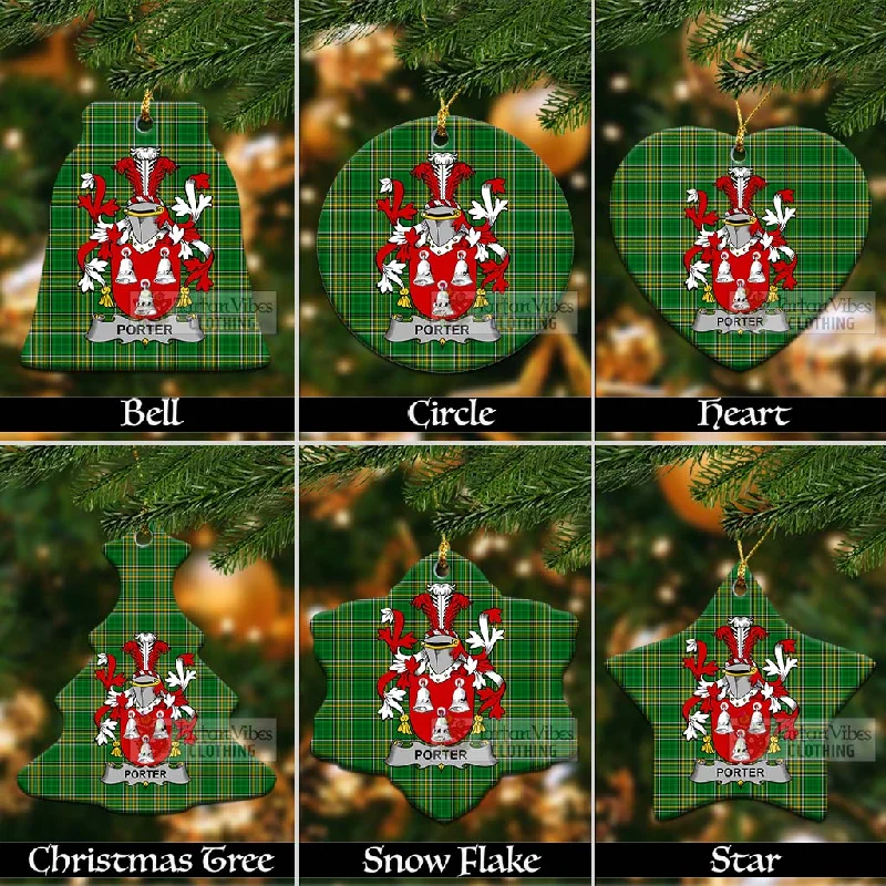 Porter Irish Clan Tartan Christmas Ceramic Ornament with Coat of Arms Trench Wool Cashmere Porter Irish Clan Tartan Christmas Ceramic Ornament with Coat of Arms Trench Wool Cashmere