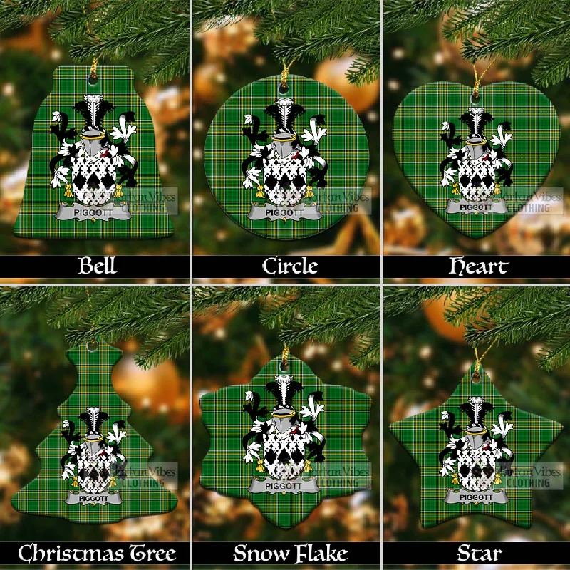 Piggott Irish Clan Tartan Christmas Ceramic Ornament with Coat of Arms Appliqued Beaded Sequined Piggott Irish Clan Tartan Christmas Ceramic Ornament with Coat of Arms Appliqued Beaded Sequined
