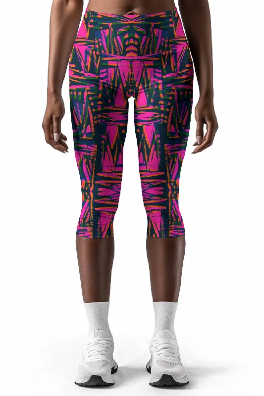 Ego Ellie Pink Printed Workout Performance Yoga Capri Leggings - Women Comfortable Fleece-Lined Leggings Ego Ellie Pink Printed Workout Performance Yoga Capri Leggings - Women Comfortable Fleece-Lined Leggings