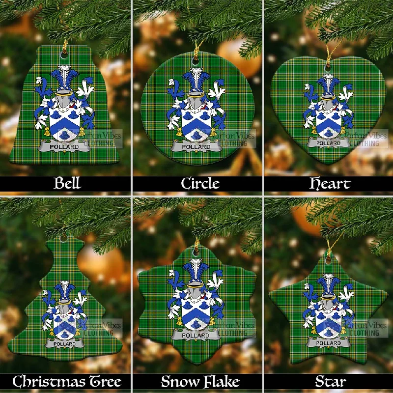 Pollard Irish Clan Tartan Christmas Ceramic Ornament with Coat of Arms Tweed Herringbone Houndstooth Pollard Irish Clan Tartan Christmas Ceramic Ornament with Coat of Arms Tweed Herringbone Houndstooth