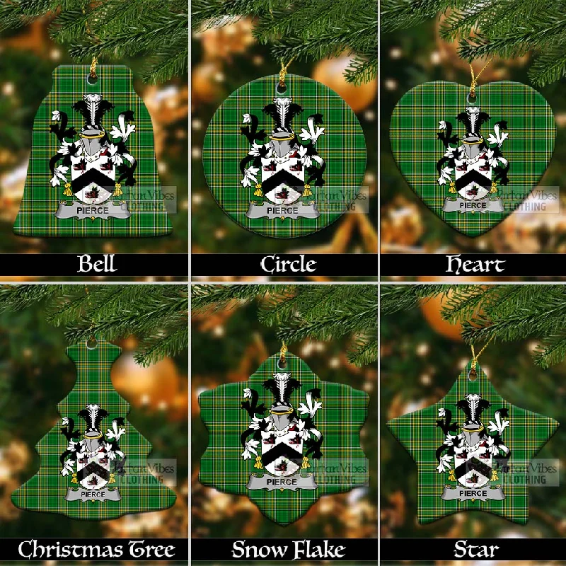 Pierce Irish Clan Tartan Christmas Ceramic Ornament with Coat of Arms Blazer Duffle Coat Pea Coat Pierce Irish Clan Tartan Christmas Ceramic Ornament with Coat of Arms Blazer Duffle Coat Pea Coat