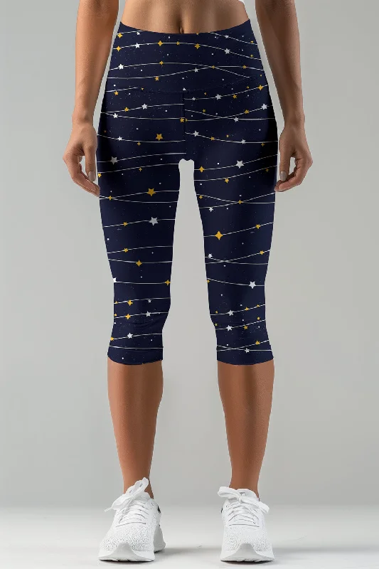 To the Moon & Back Ellie Navy Blue Yoga Capri Leggings - Women Elegant Black Leggings To the Moon & Back Ellie Navy Blue Yoga Capri Leggings - Women Elegant Black Leggings