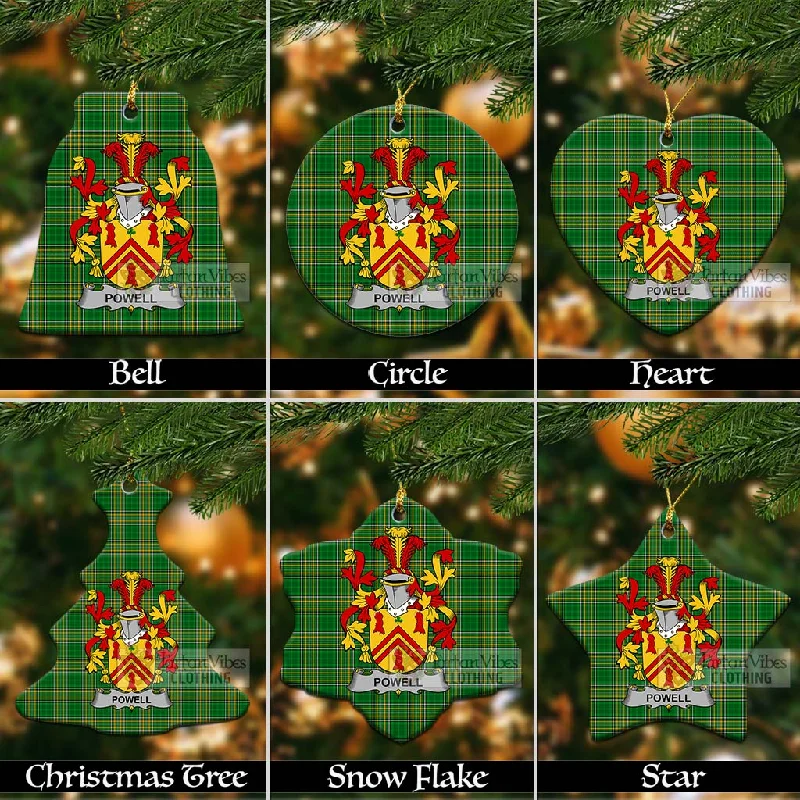 Powell Irish Clan Tartan Christmas Ceramic Ornament with Coat of Arms Turtleneck Wrap Cape Powell Irish Clan Tartan Christmas Ceramic Ornament with Coat of Arms Turtleneck Wrap Cape